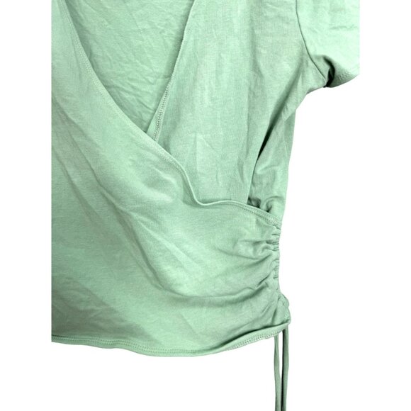 Hollister Must-Have Collection Baby Tee Jr Women’s Sz M Green Ruched Side Top - Picture 2 of 6